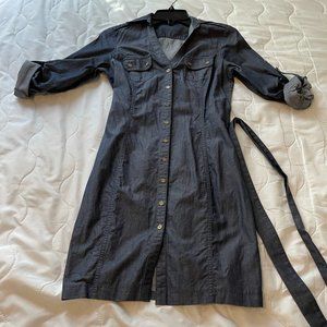Express Denim Col Button Down Shirt Dress - Size 2